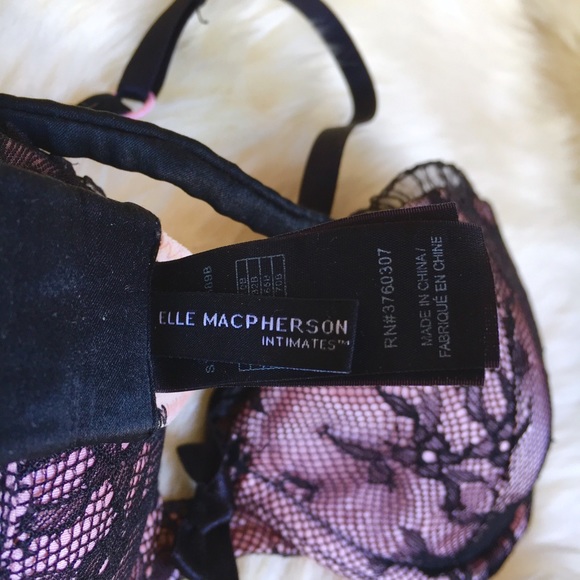 Elle Macpherson Black/Pink Satin Bra Size 32B - Picture 2 of 3